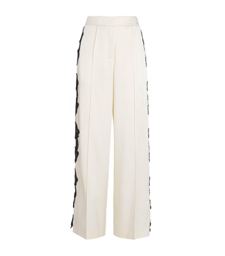 Lace-Trim Wide-Leg Trousers