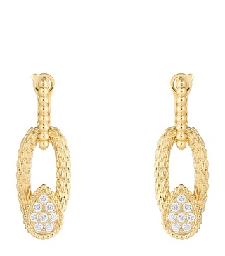 Yellow Gold and Diamond Serpent Bohème Vintage Drop Earrings