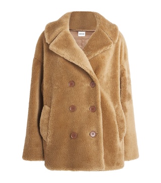 Wool Shearling Double-Breasted Coat