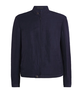 Linen-Blend Bomber Jacket