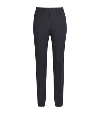Virgin Wool Check Straight Trousers
