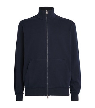 Cotton-Blend Zip-Up Sweater