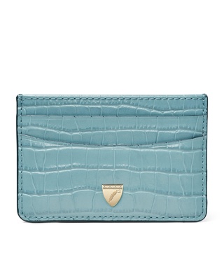 Croc-Embossed Leather Card Holder