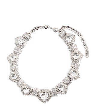 Crystal-Embellished Heart Necklace