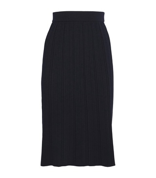 Virgin Wool Plisse Midi Skirt