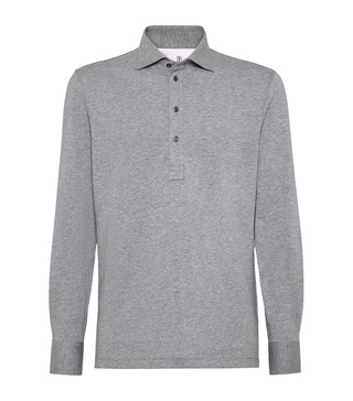 Cotton Long-Sleeve Polo Shirt