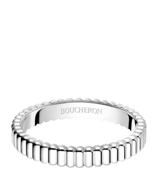 White Gold Grosgrain Wedding Band