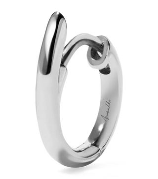 White Gold '6' Single Hoop Earring