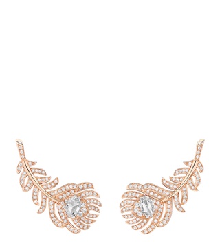 Small Rose Gold Plume da Paon Ear Clips