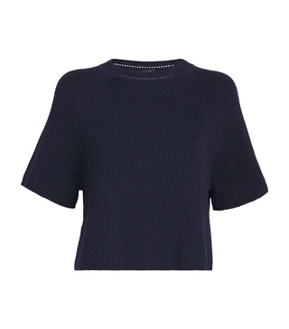 Linen-Blend Knit Round-Neck Sweater
