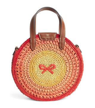 Small Raffia Round Top-Handle Bag