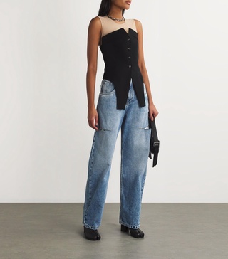 Cut-Out High-Rise Jeans