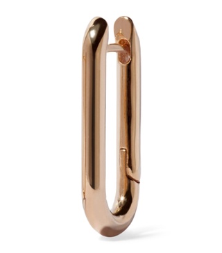 Yellow Gold Knuckle Chain Single Hoop Earring