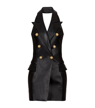 Lambskin Tailored Mini Dress