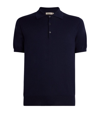 Cotton Ribbed-Trim Polo Shirt