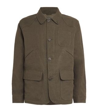 Linen Herringbone Utility Jacket