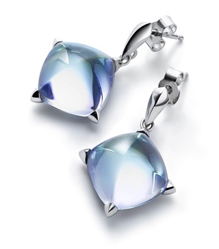 Sterling Silver Médicis Aqua Mirror Earrings