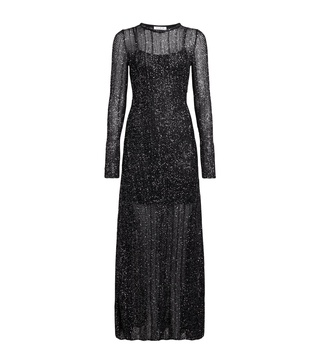 Long-Sleeve Sequinned Maxi Dress