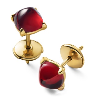 Gold Vermeil Mini Médicis Red Stud Earrings