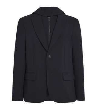 Detachable-Insert Hooded Blazer