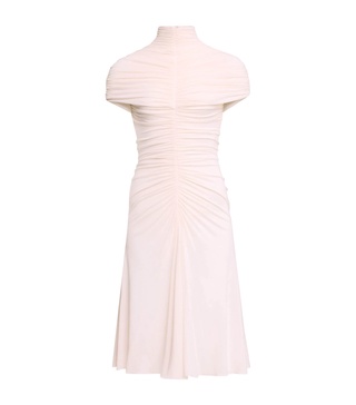 Gathered High-Neck Mini Dress