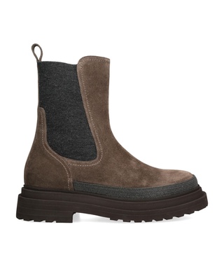Suede Monili-Detail Chelsea Boots