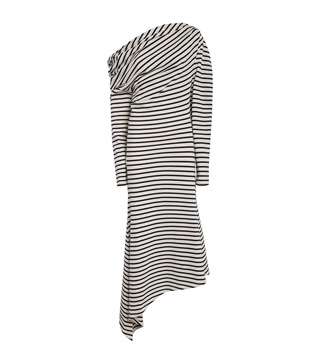Off-The-Shoulder Striped Asymmetric Dress