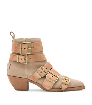 Suede Buckle-Detail Jane Boots
