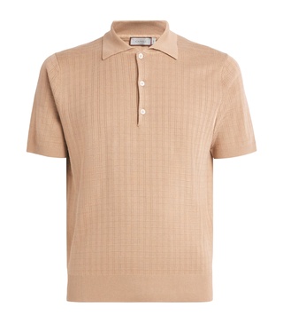 Silk-Cotton Textured Polo Shirt