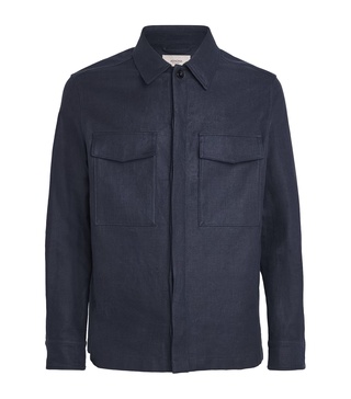 Linen Concealed-Placket Overshirt