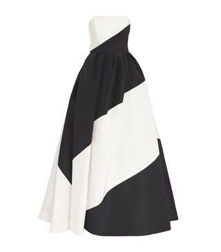 Silk Colour-Block Strapless Gown