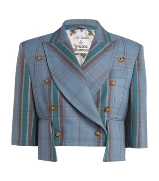 Cotton-Linen Check Cut Off Jacket