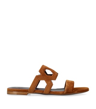 Suede Cut-Out Sandals