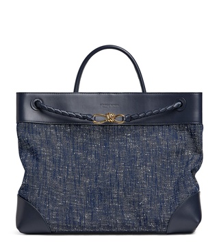 Large Denim Bouclé Andiamo Top-Handle Bag