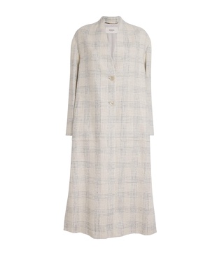Silk-Linen-Blend Check Coat