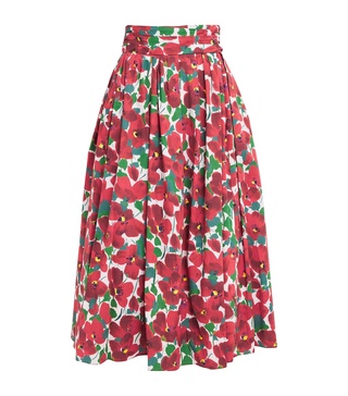 Floral Cummerbund Midi Skirt
