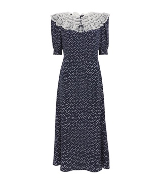 Silk Polka Dot Midi Dress