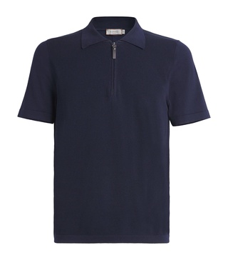 Cotton Zip-Up Polo Shirt