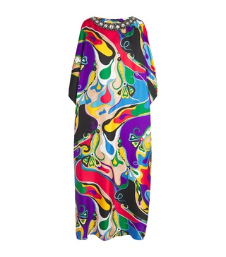 Orchidee Print Kaftan Maxi Dress