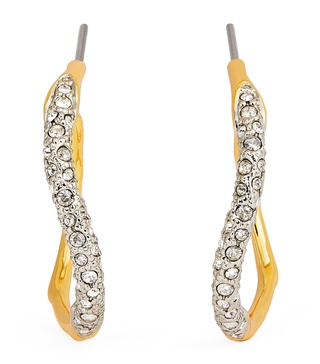 Gold-Plated Pavé Solalnes Hoop Earrings