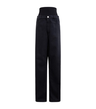 Knitted-Band Straight Jeans