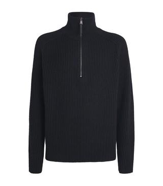 Cashmere-Blend Half-Zip Henry Sweater