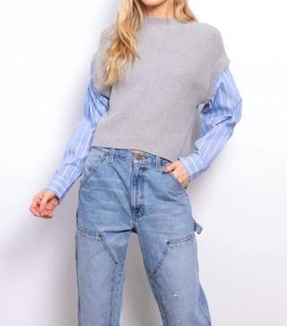 sutton shirt sleeve sweater in grey