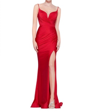 long dress in soft stretch spandex in red