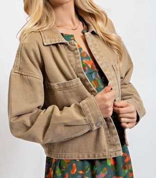 courtney crop jacket in khaki