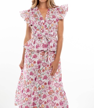 women's willow top in white/pink