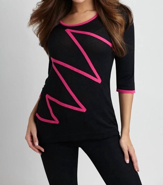 zig zag sweater in black/fuchsia