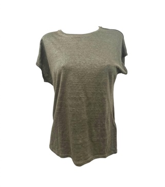 linen boatneck t shirt in olive