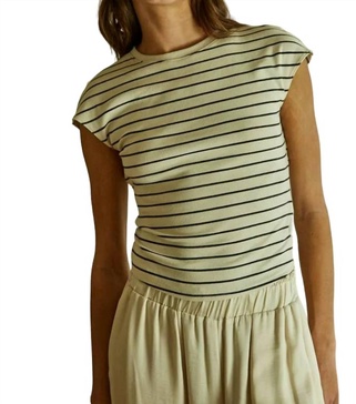 hyde striped knit top in white/black