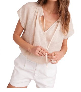 smocked tie top in cream
